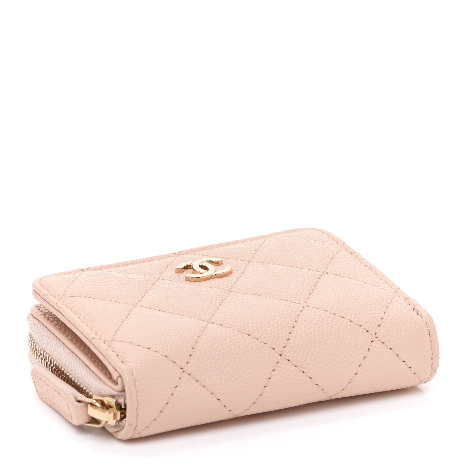 Chanel Caviar Quilted Compact Zipped Wallet Beige 4 of 9