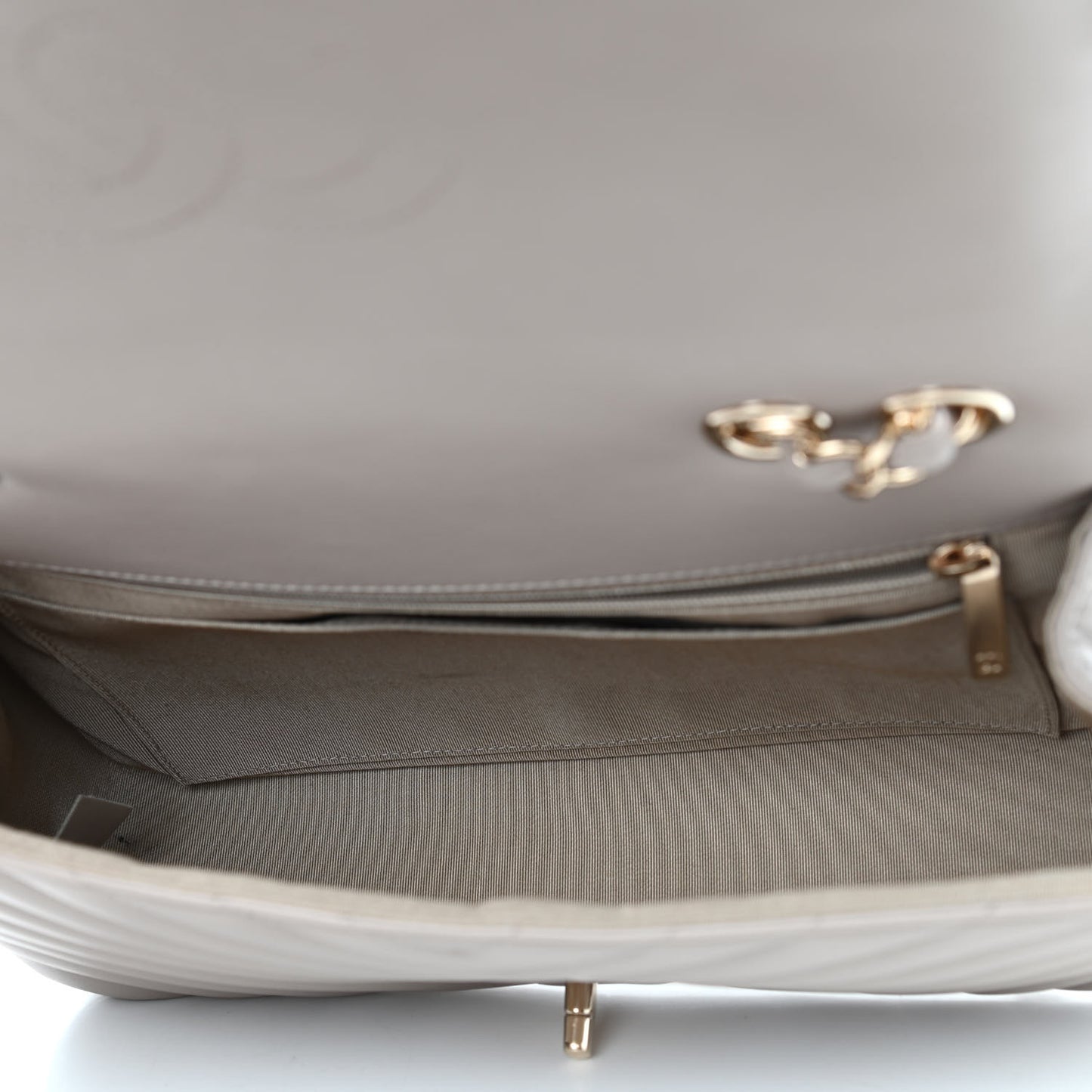 Calfskin Chevron Quilted Large Statement Flap Grey