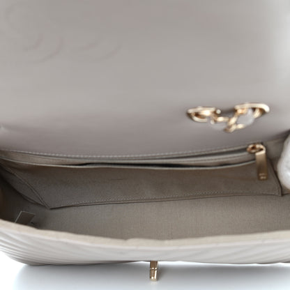 Chanel Calfskin Chevron Quilted Large Statement Flap Grey 5 of 9