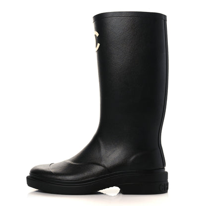 Chanel Caoutchouk CC High Boots 37 Black 1 of 8