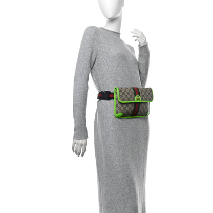 Gucci GG Supreme Monogram Web Small Ophidia Belt Bag Beige Ebony Electric Green 2 of 7