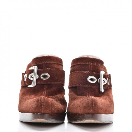 Saint Laurent Suede Buckle Mules 38 Brown 2 of 12