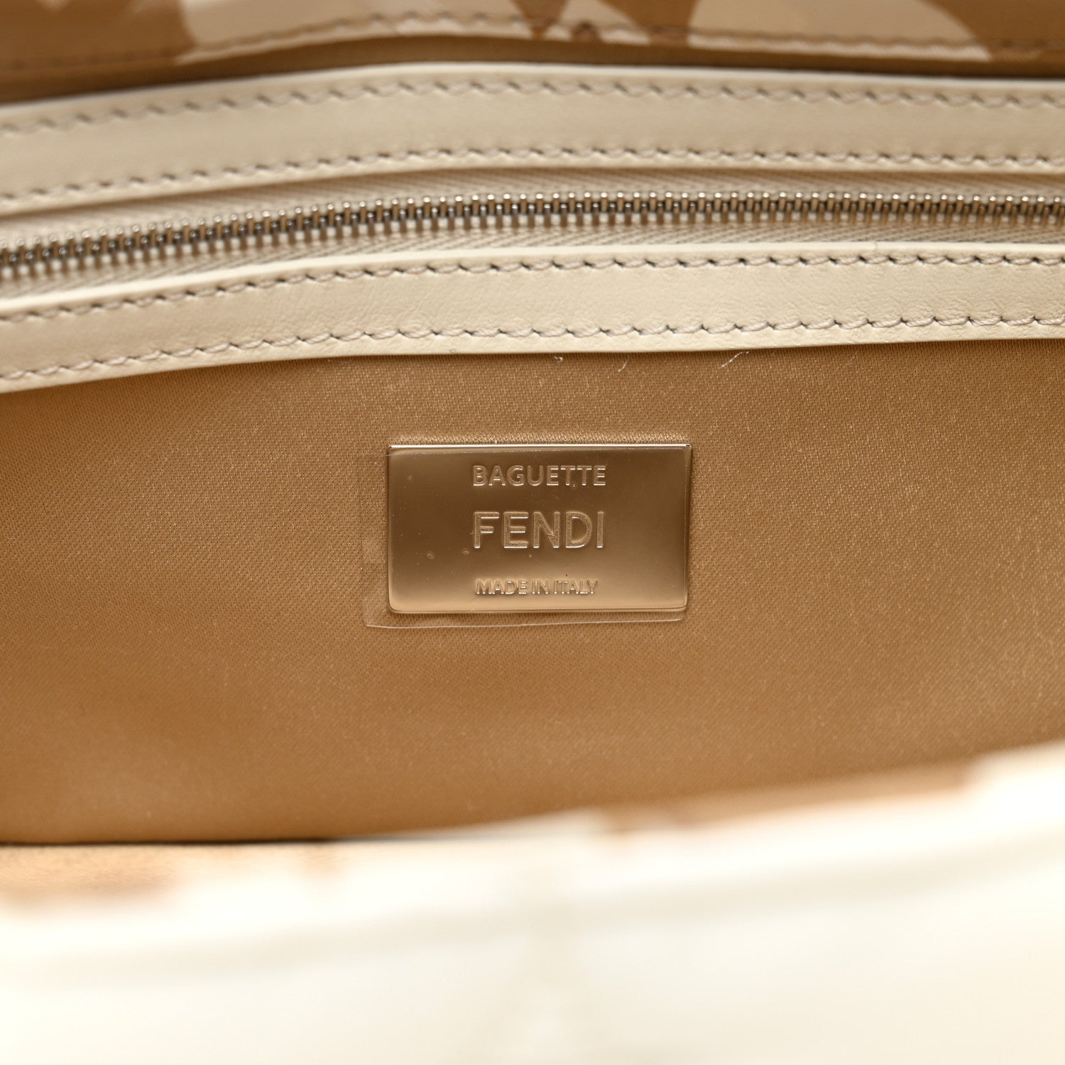 Fendi Seta Logo Rosa Scarf Baguette Beige Amido White 7 of 9