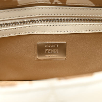 Fendi Seta Logo Rosa Scarf Baguette Beige Amido White 7 of 9