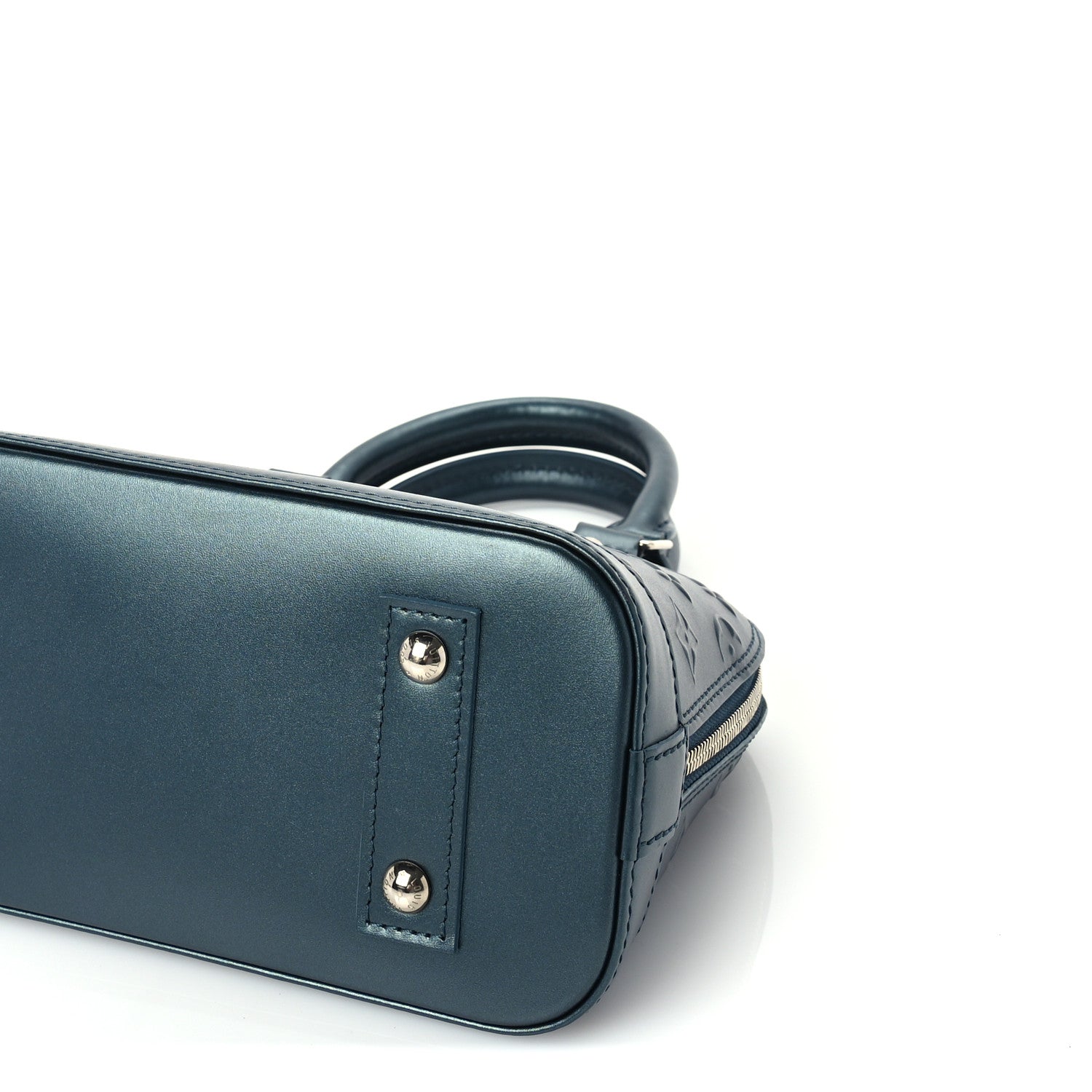 Louis Vuitton Metallic Calfskin Debossed Monogram Alma BB Steel Blue 8 of 8