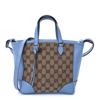 Gucci Monogram Dollar Calfskin Small Bree Tote Beige Ebony Mineral Blue 1 of 8