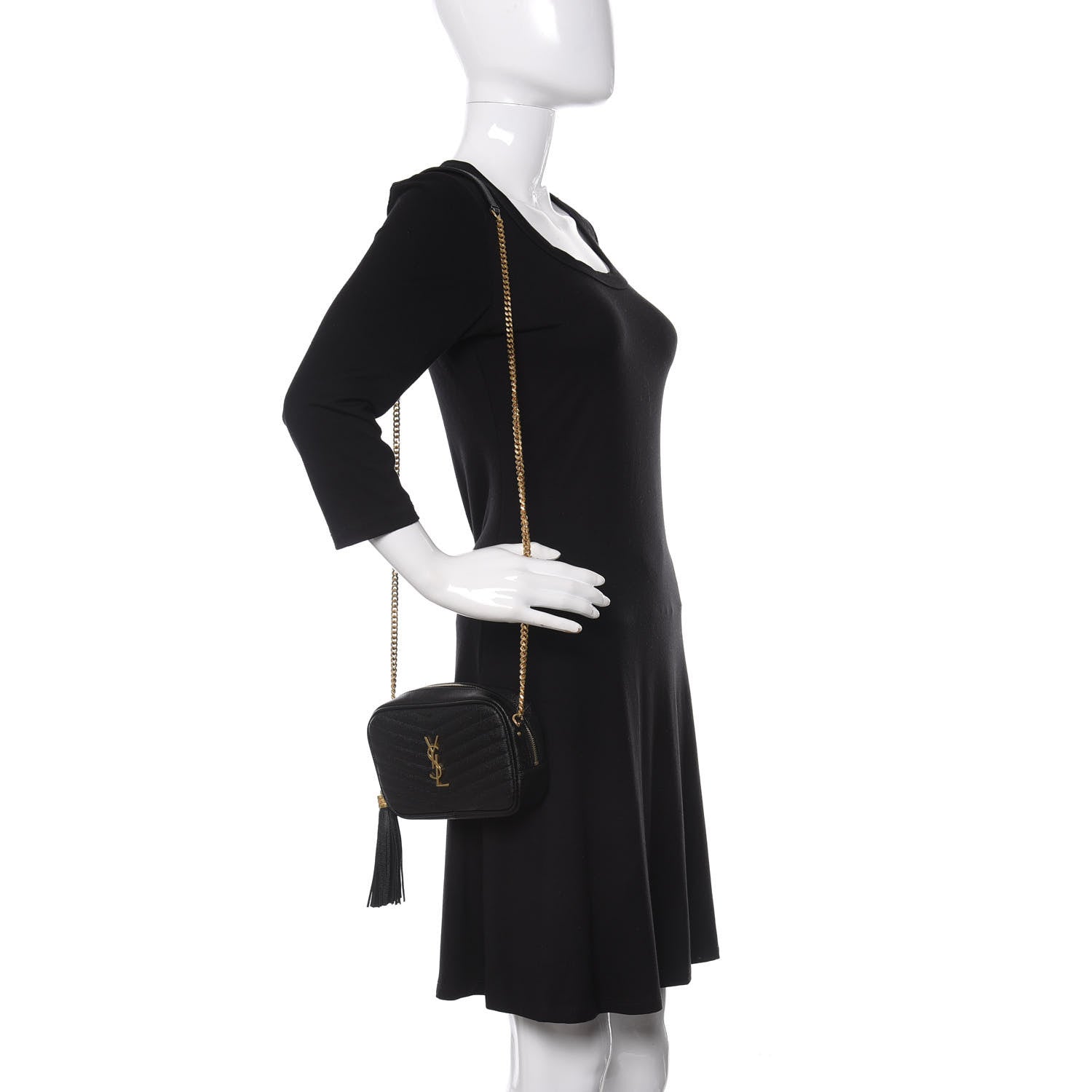 Saint Laurent Grain De Poudre Matelasse Monogram Mini Lou Camera Bag Black 2 of 9