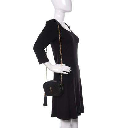 Saint Laurent Grain De Poudre Matelasse Monogram Mini Lou Camera Bag Black 2 of 9