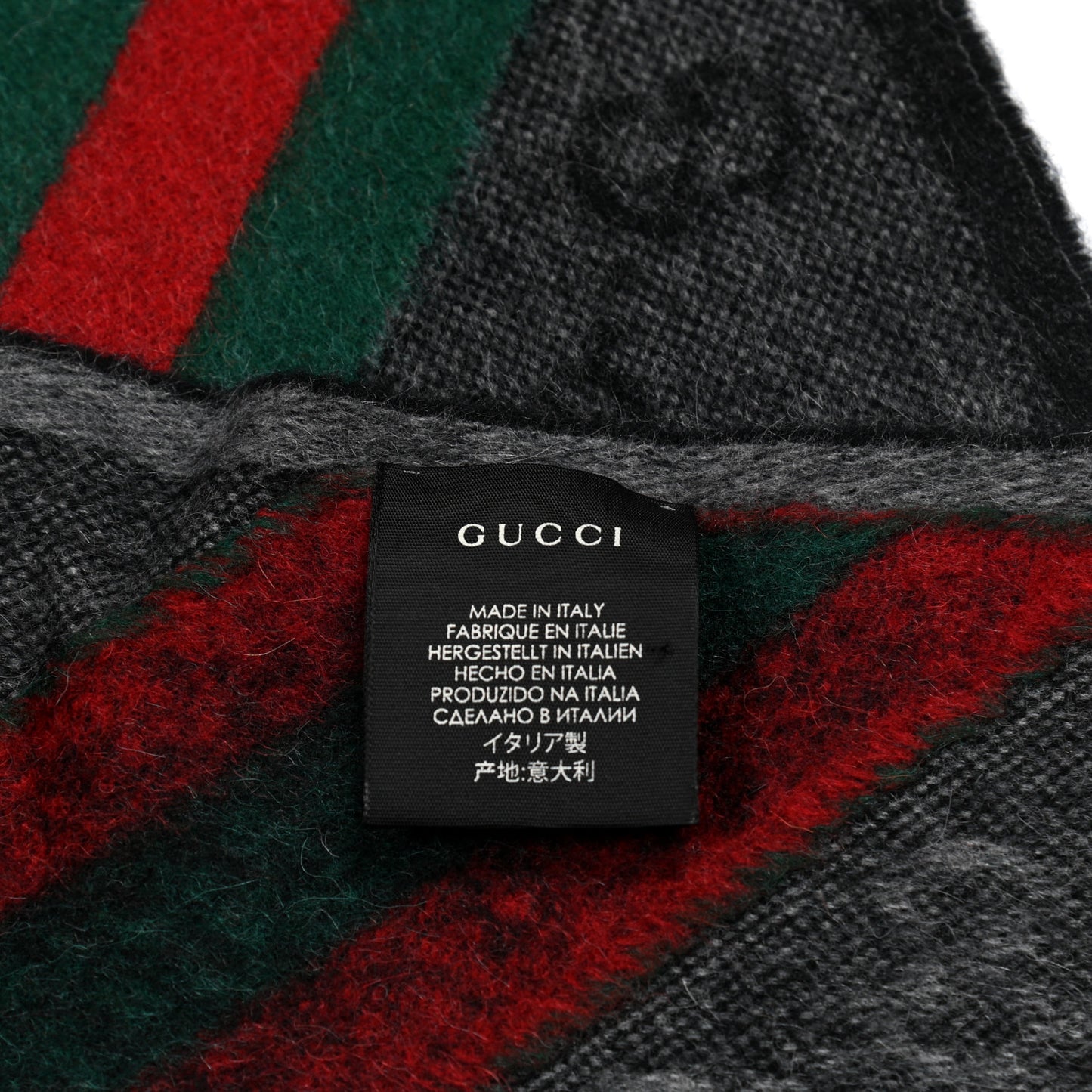 Wool Angora Monogram Web New Nikky Scarf Lead Dark Green
