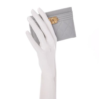 Chanel Caviar Quilted Boy Card Holder Grey 2 of 9