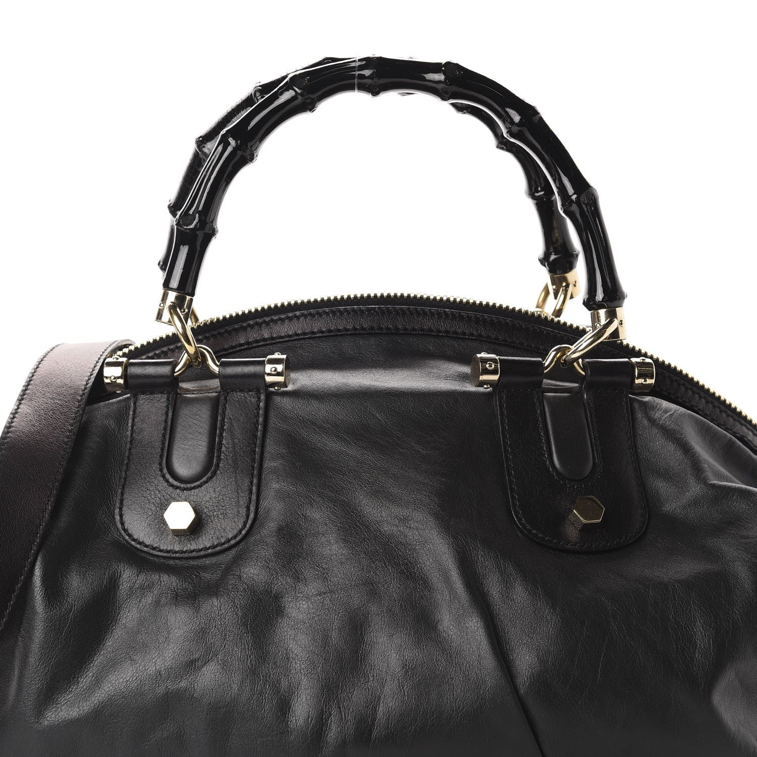 Gucci Calfskin Pop Bamboo Top Handle Tote Black 10 of 10