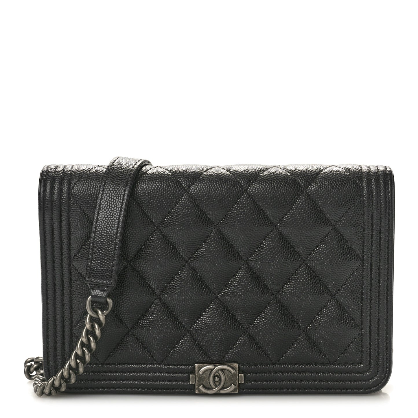 Caviar Quilted Boy Wallet On Chain WOC Black