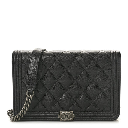 Chanel Caviar Quilted Boy Wallet On Chain WOC Black 1 of 11