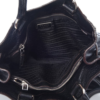 Prada Vitello Daino Side Pocket Tote Black 6 of 9