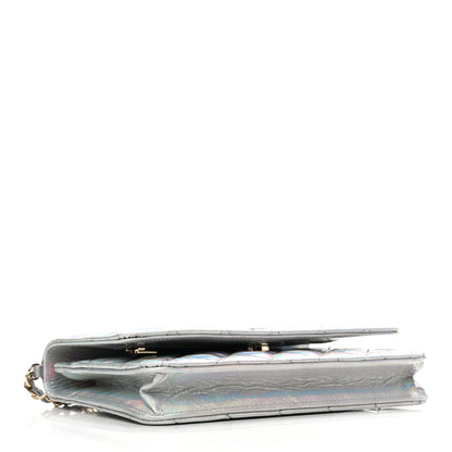 Chanel Iridescent Goatskin Quilted Wallet On Chain WOC Silver 4 of 12