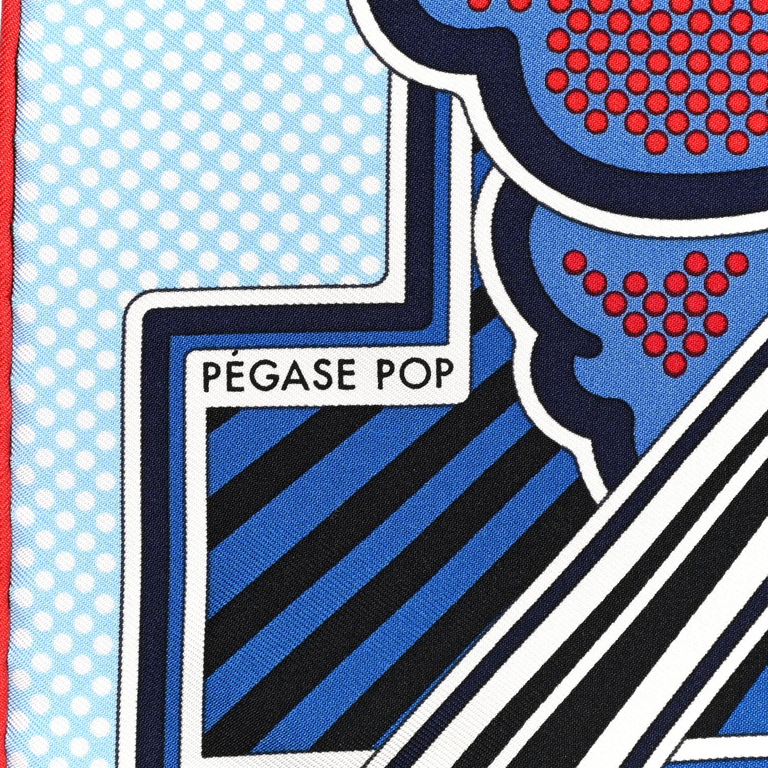 Hermes Silk Pegase Pop Pocket Square Ciel Rouge Bleu Moyen 3 of 7