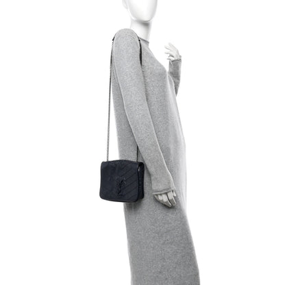 Saint Laurent Crinkled Calfskin Matelasse Monogram Niki Chain Wallet Deep Marine 2 of 7