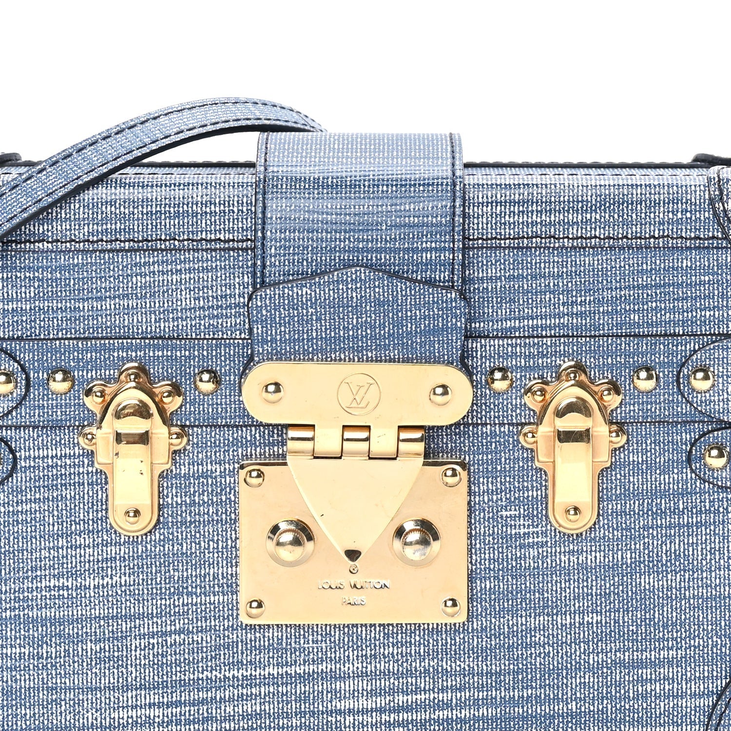 Louis Vuitton Coated Canvas Denim Petite Malle Blue 6 of 7
