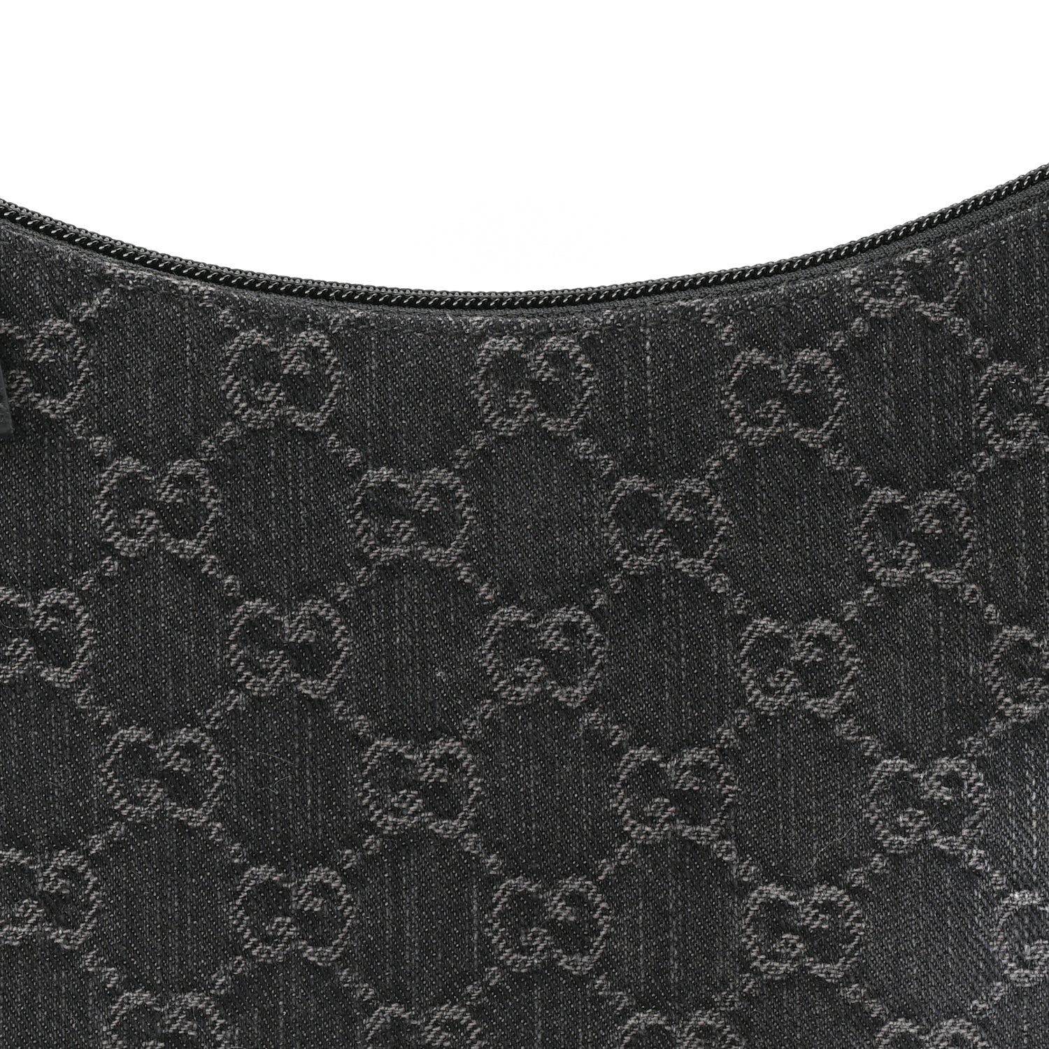 Gucci Jacquard Black Denim GG Monogram Horsebit Slim Small Shoulder Bag Black Grey 6 of 8
