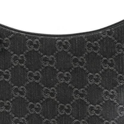 Gucci Jacquard Black Denim GG Monogram Horsebit Slim Small Shoulder Bag Black Grey 6 of 8