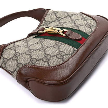 Gucci GG Supreme Monogram Azalea Calfskin Web Mini Jackie 1961 Hobo Beige Ebony Brown Sugar 7 of 8