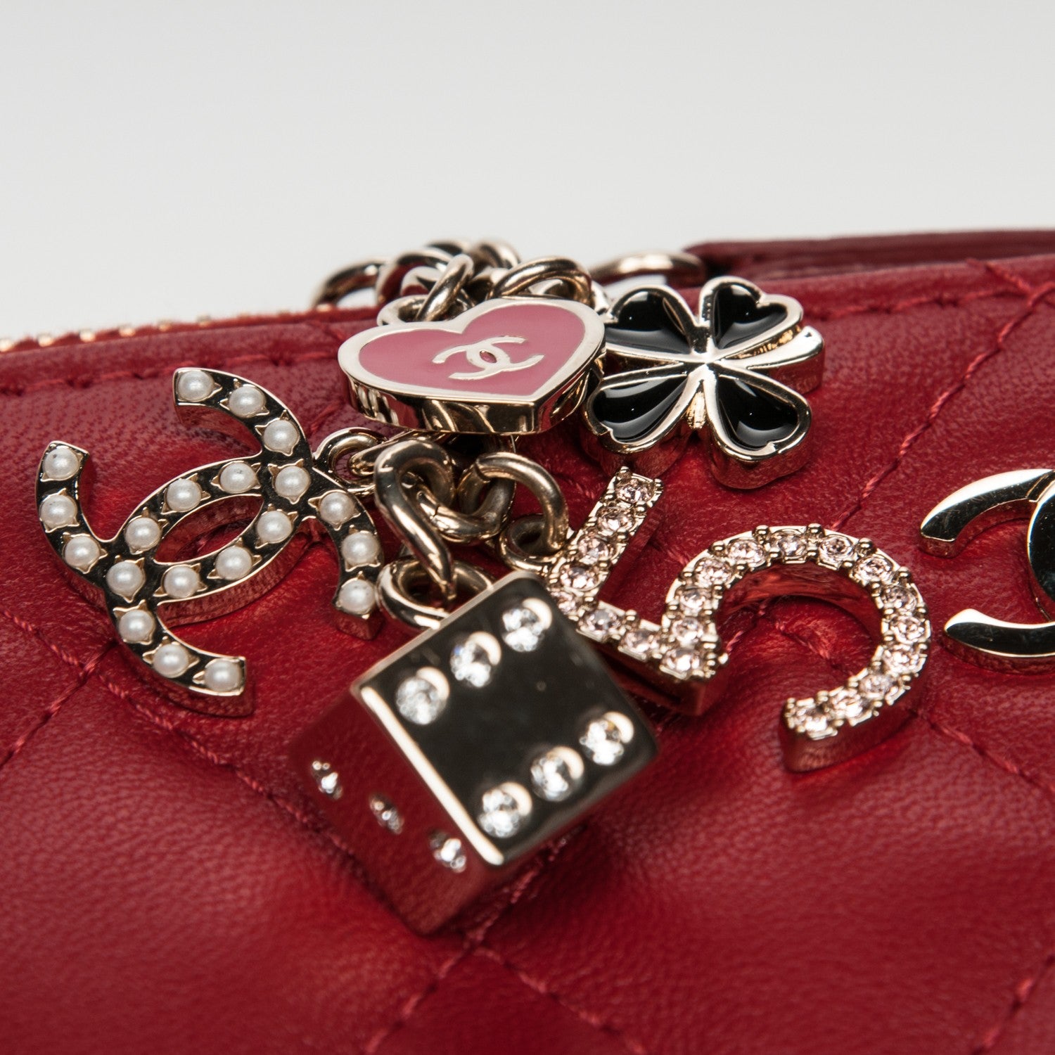 Chanel Lambskin Quilted Small Casino Cosmetic Case Red 8 of 8