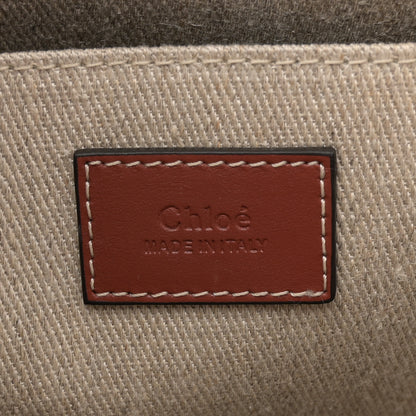 Chloe Linen Calfskin Medium Woody Ribbon Tote White Brown 6 of 10