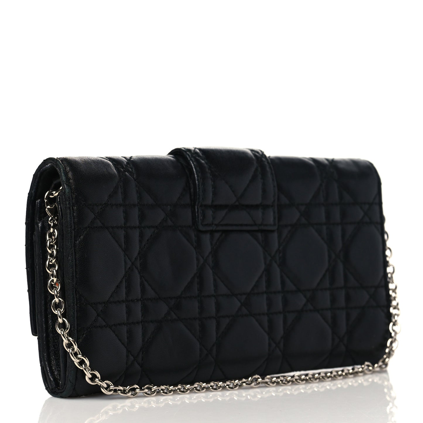 Lambskin Cannage Miss Dior Chain Wallet Black
