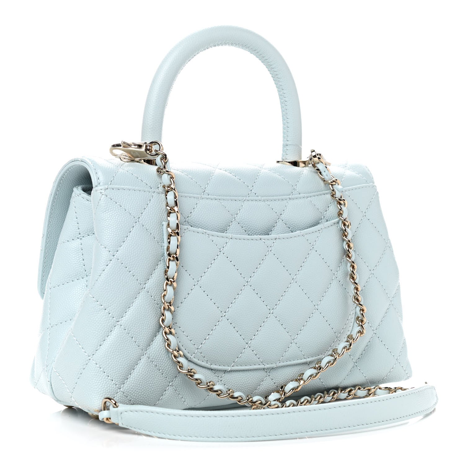 Chanel Caviar Quilted Mini Coco Handle Flap Light Blue 3 of 9