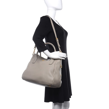 Prada Vitello Daino Shoulder Bag Argilla 2 of 15
