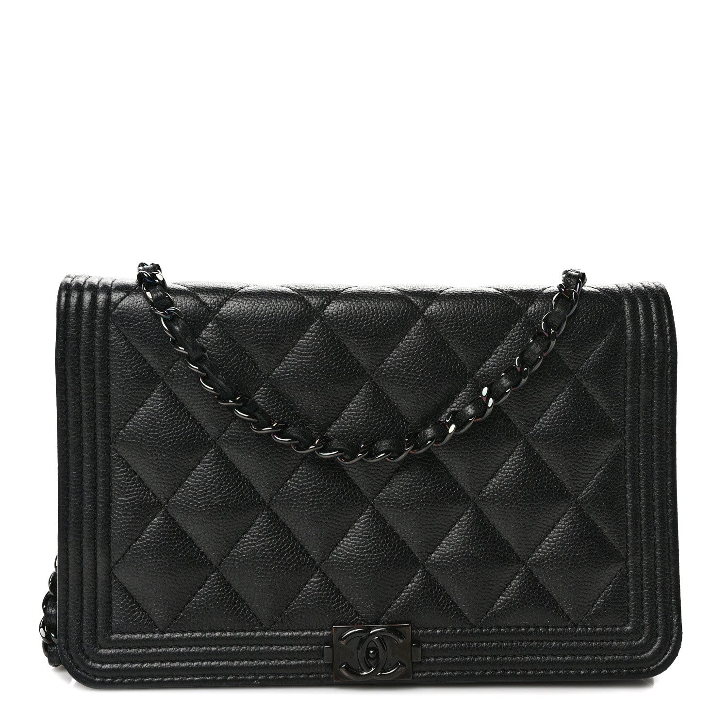 Chanel Caviar Quilted Boy Wallet On Chain WOC So Black 1 of 13