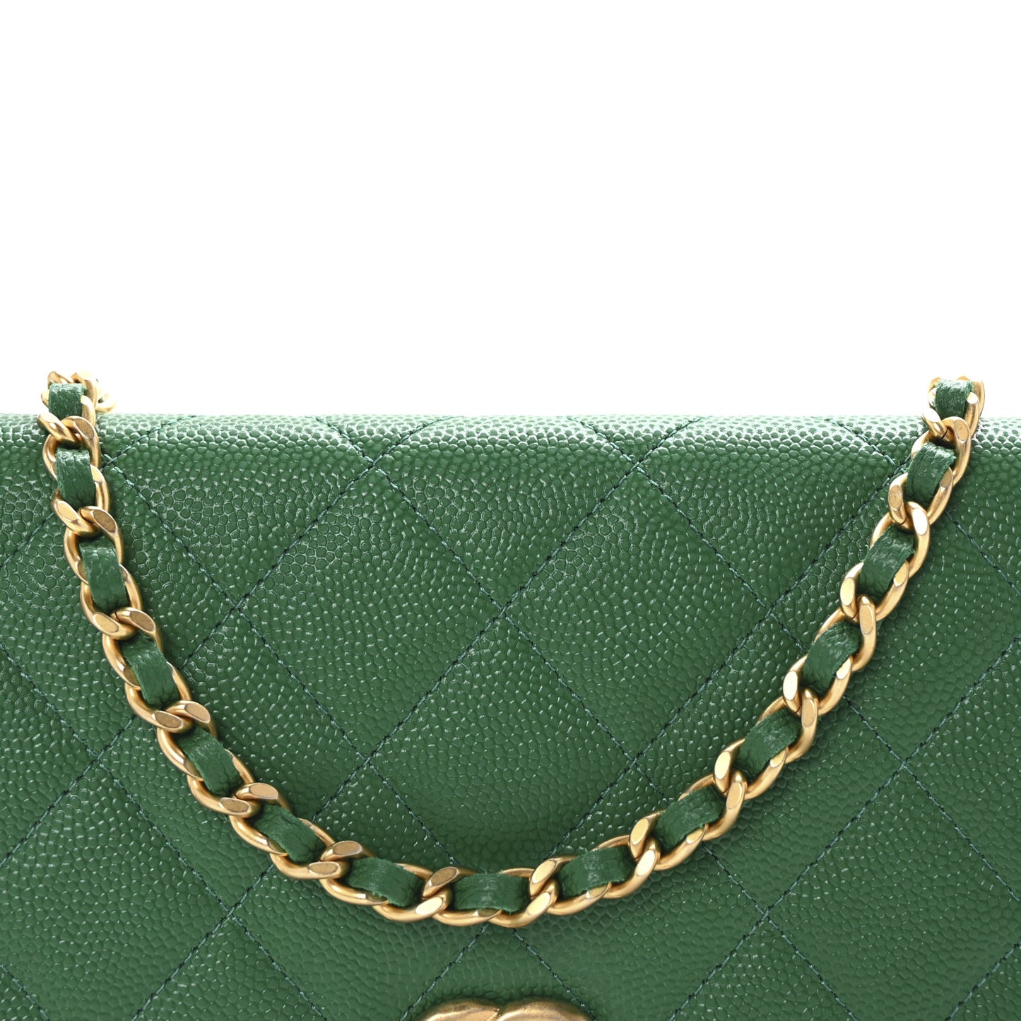 Caviar Quilted Coco Stamps Wallet On Chain WOC Green