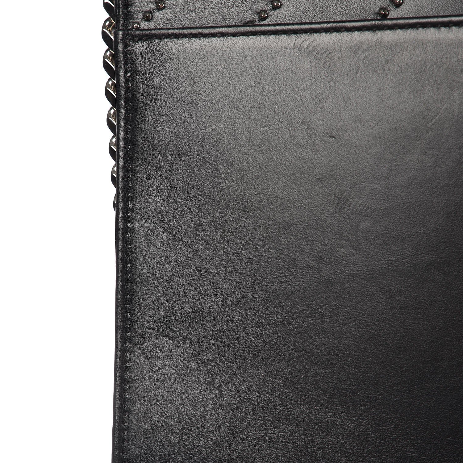 Saint Laurent Lambskin Matelasse Chevron Studded Medium Monogram Satchel Black 11 of 11