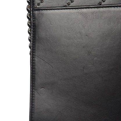 Saint Laurent Lambskin Matelasse Chevron Studded Medium Monogram Satchel Black 11 of 11