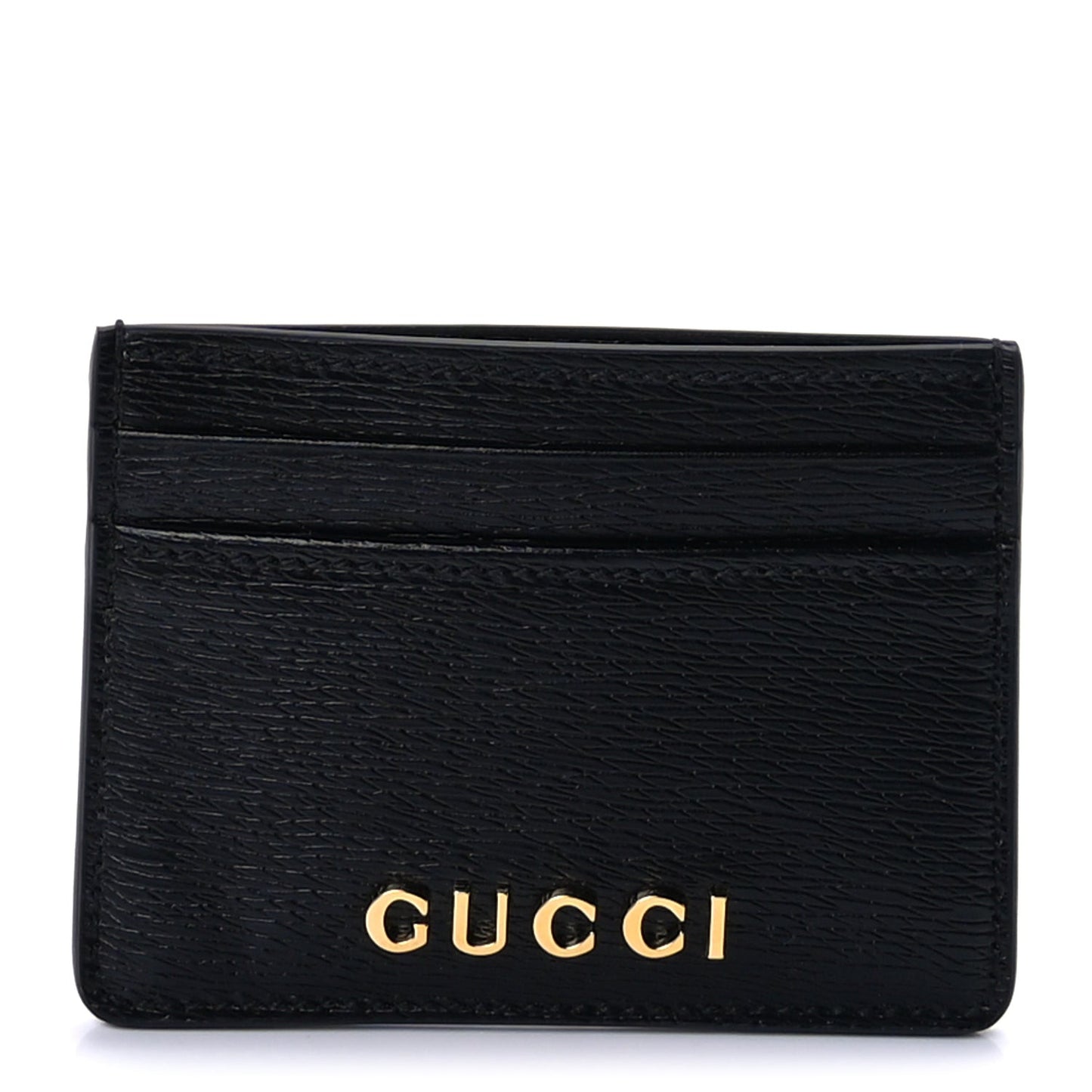 Calfskin Script Card Holder  Black