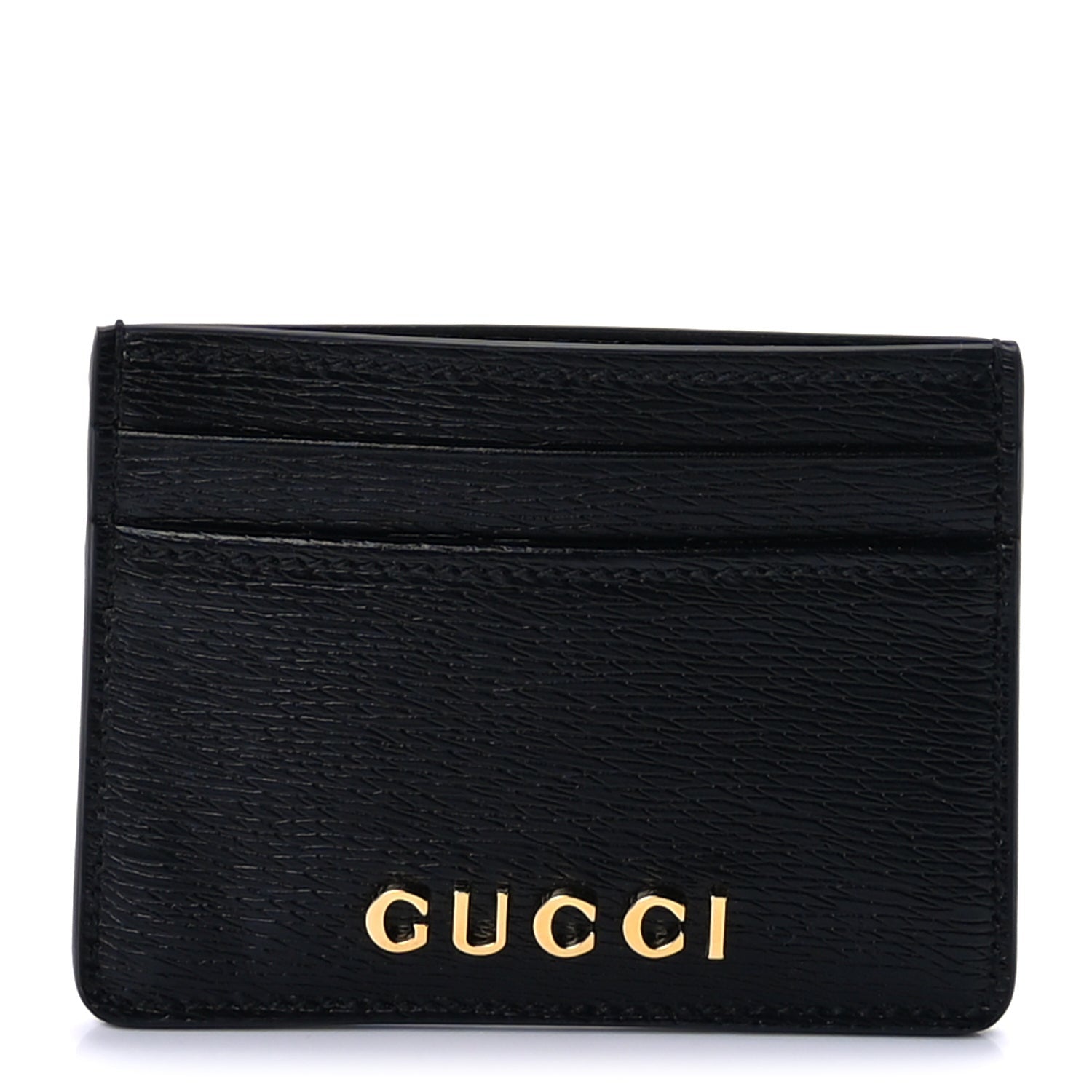 Gucci Calfskin Script Card Holder  Black 1 of 8