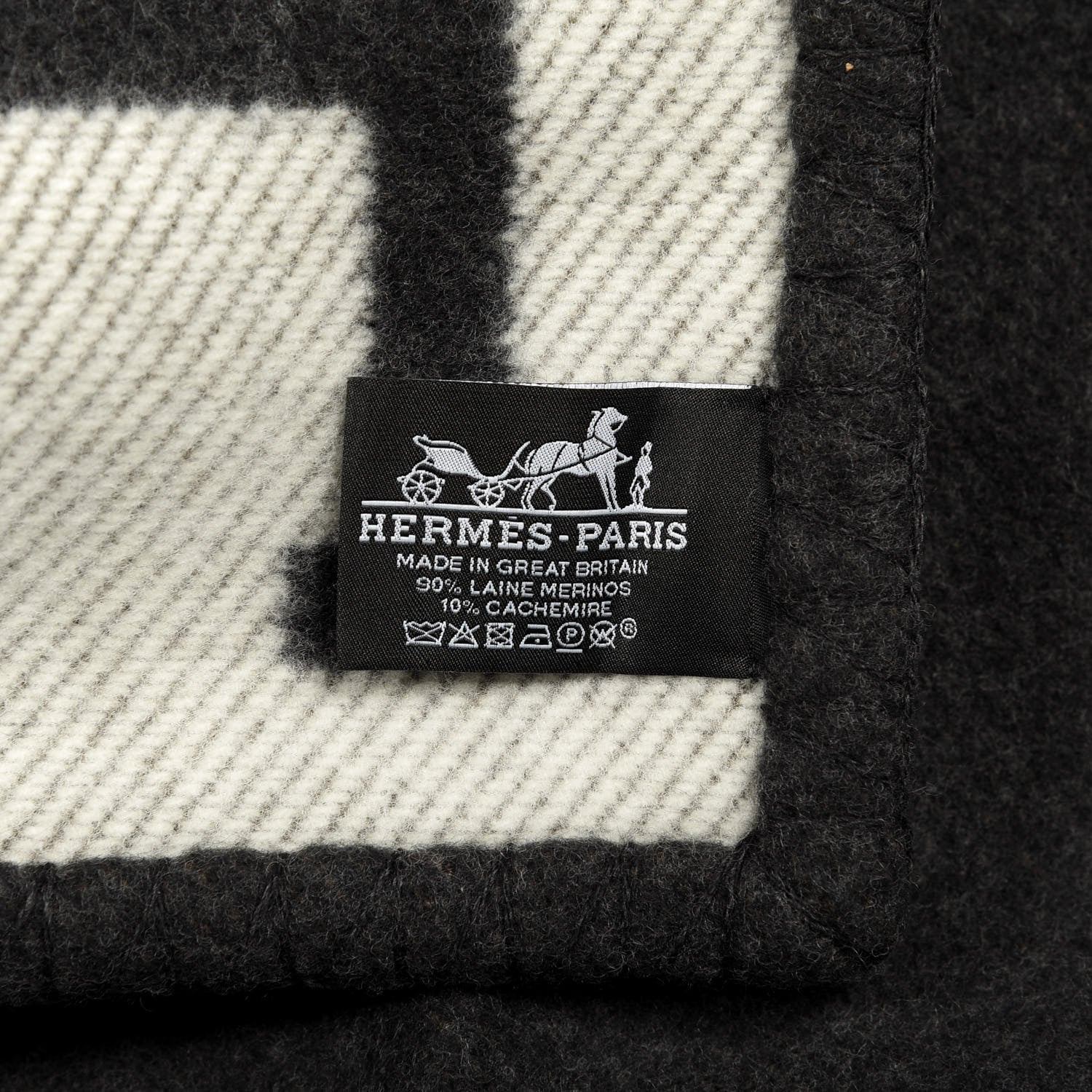 Hermes Wool Cashmere Avalon Blanket Ecru Gris Fonce 2 of 2