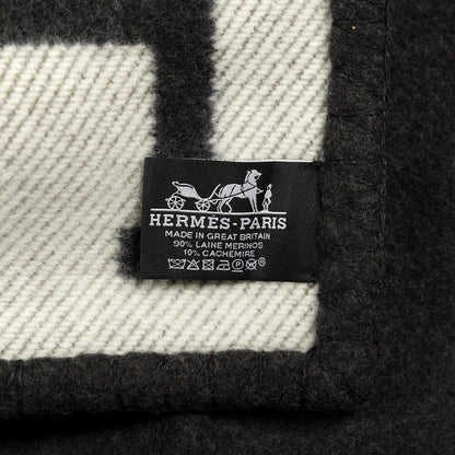 Hermes Wool Cashmere Avalon Blanket Ecru Gris Fonce 2 of 2