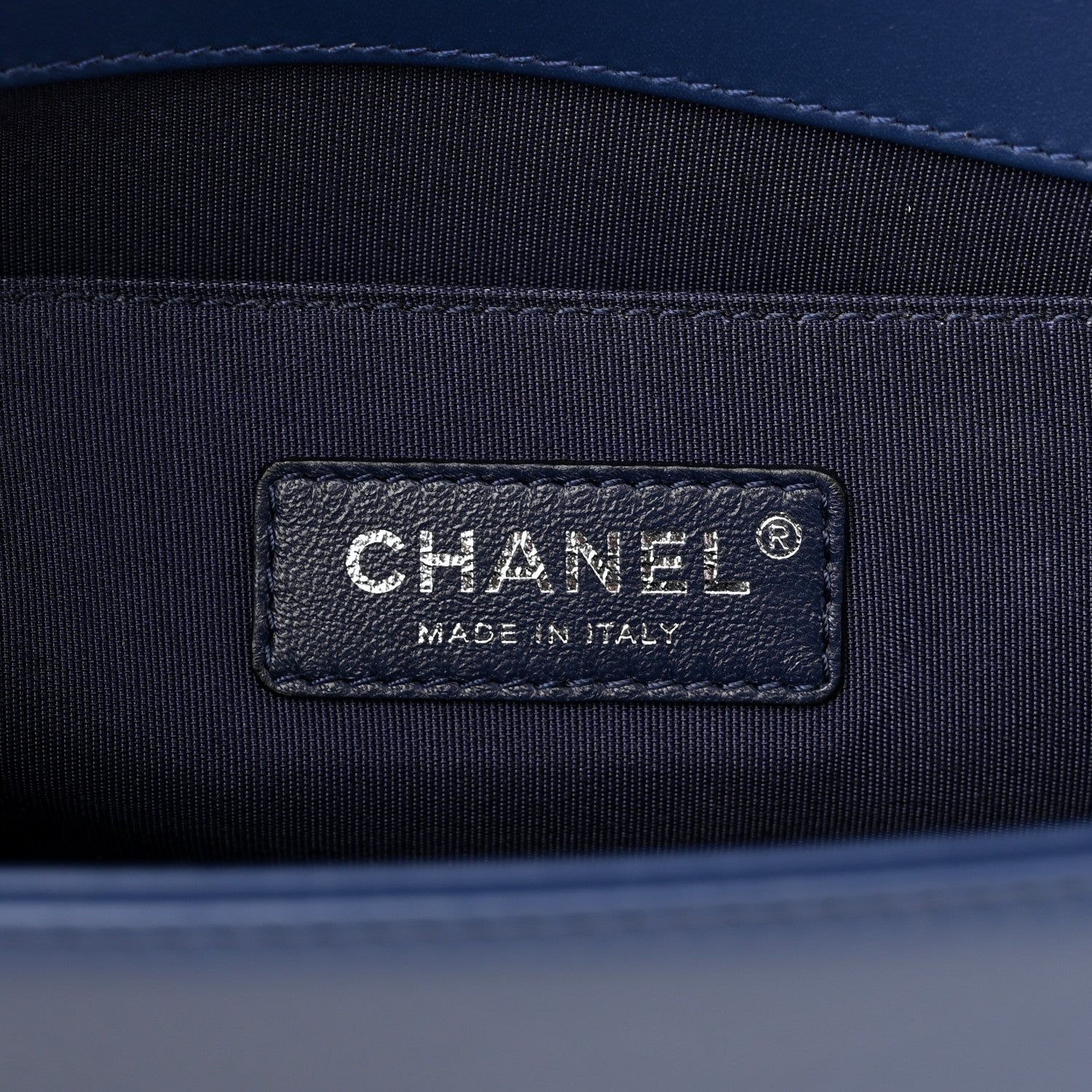 Chanel Calfskin Painted Chevron Embossed Medium Boy Flap Navy 6 of 11