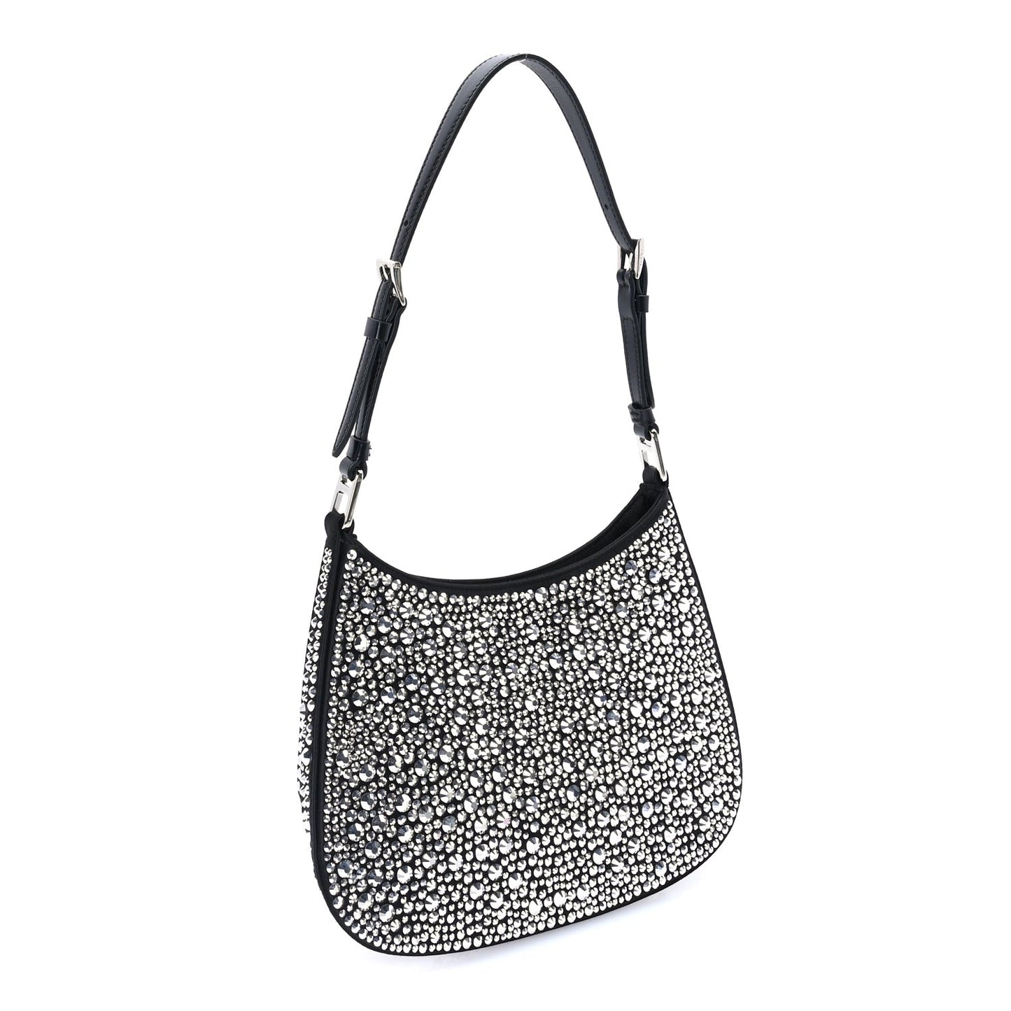 Satin Crystal Cleo Adjustable Strap Shoulder Bag  Metal