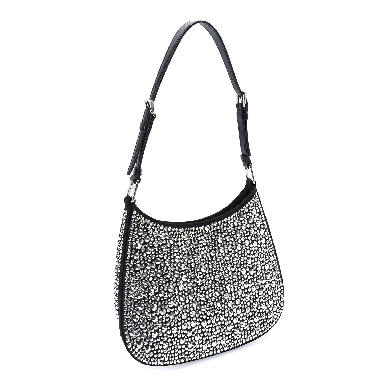 Prada Satin Crystal Cleo Adjustable Strap Shoulder Bag  Metal 2 of 7