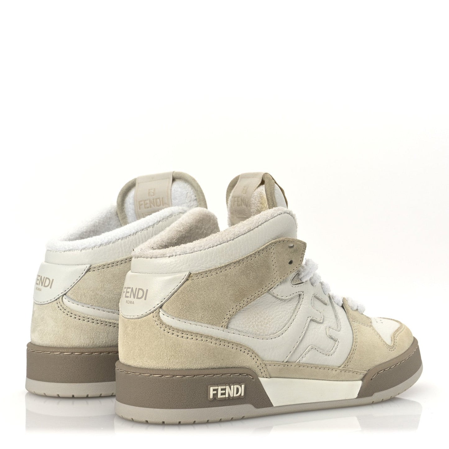 Suede Vitello Match High Top Sneakers 37 Ice White Ice  White