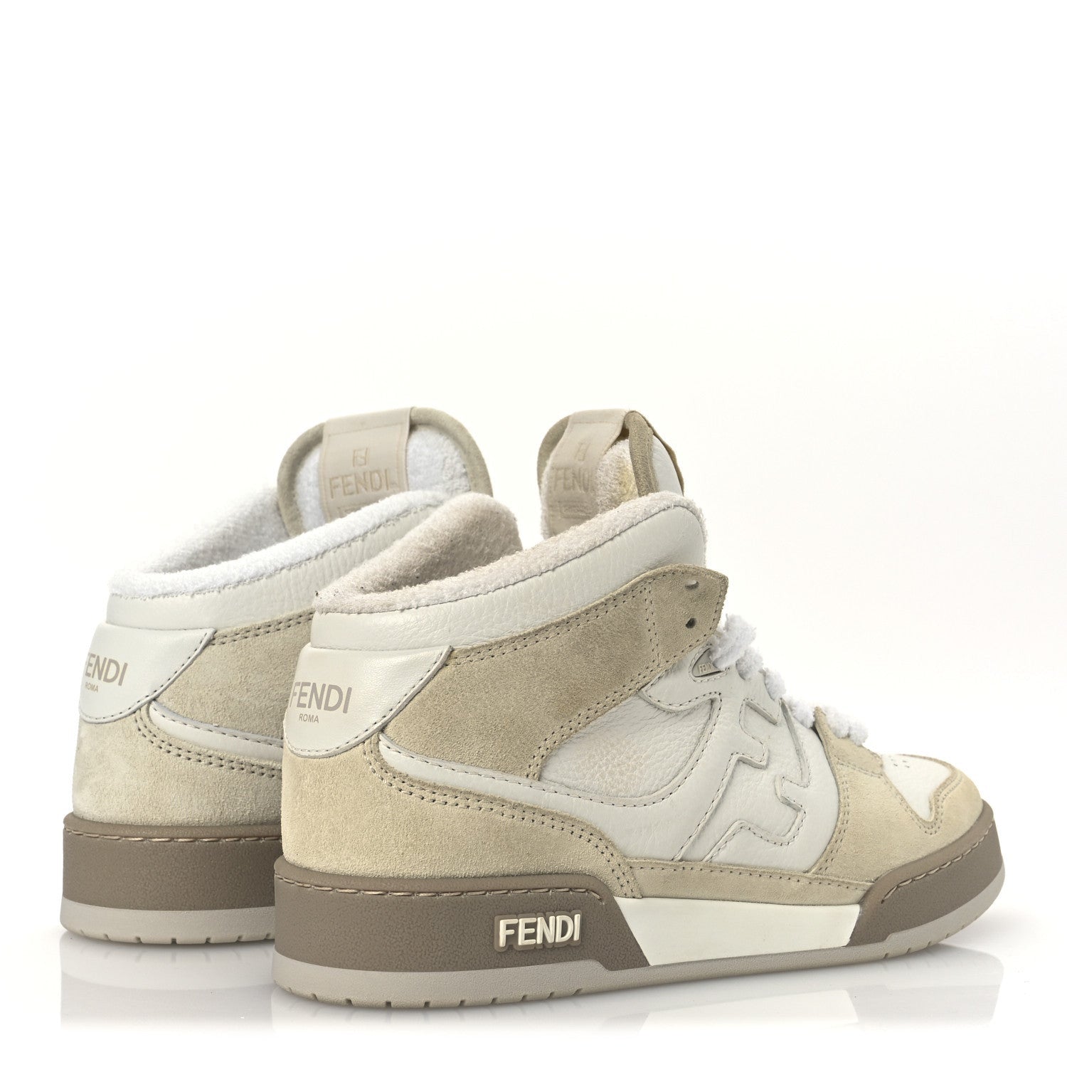 Fendi Suede Vitello Match High Top Sneakers 37 Ice White Ice  White 5 of 7