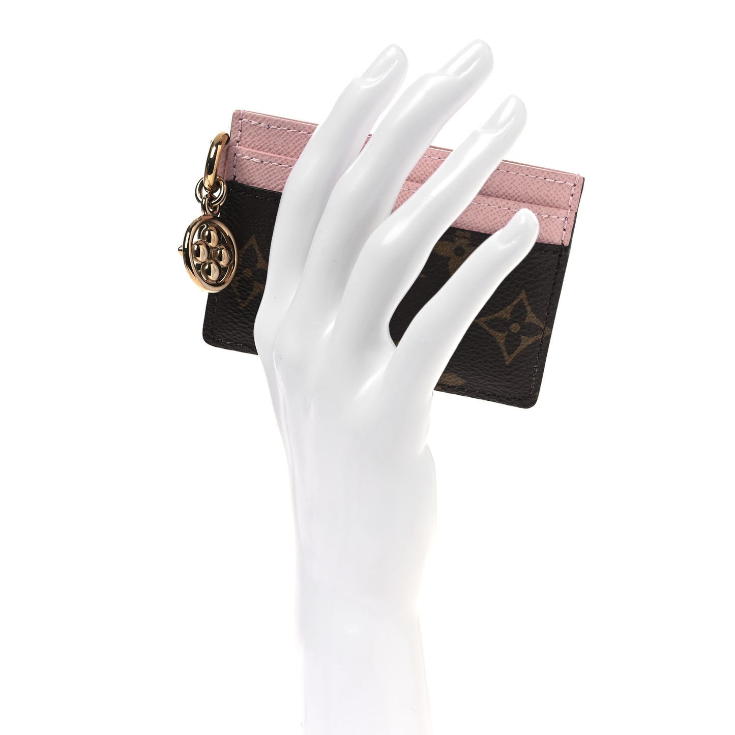 Monogram LV Charms Card Holder Rose Ballerine