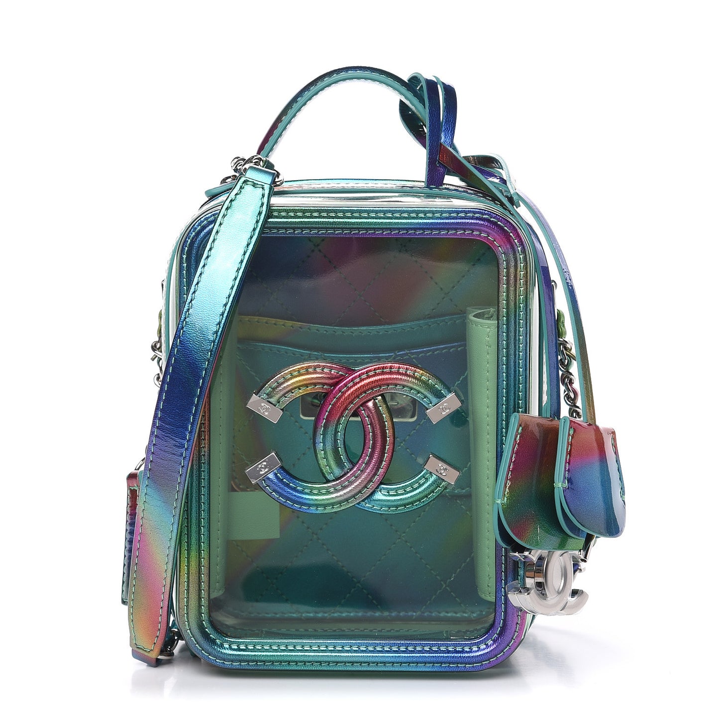 Lambskin Matelasse Monogram Vicky Camera Bag Black