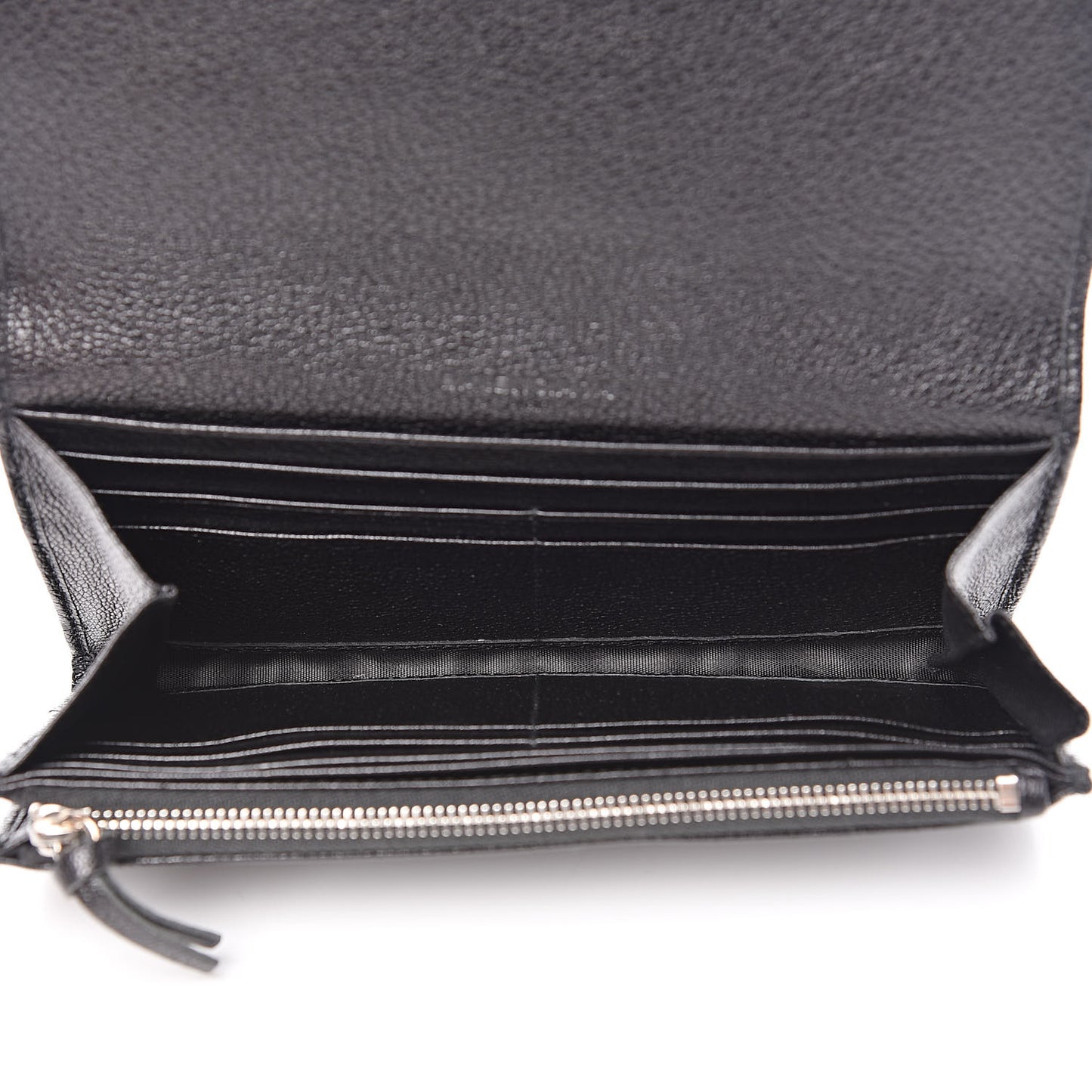 Chevre Silver Metallic Edge Hardware Money Wallet Black