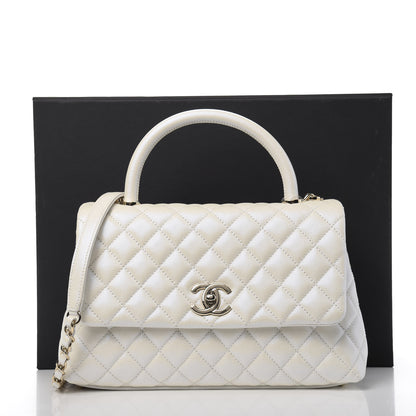 Chanel Iridescent Caviar Quilted Small Coco Handle Flap White 11 of 11