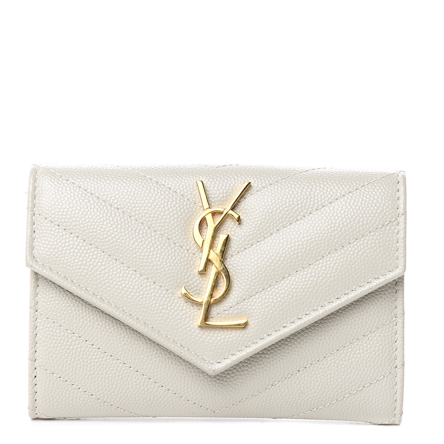 Grain De Poudre Matelasse Chevron Small Monogram Envelope Wallet Crema Soft