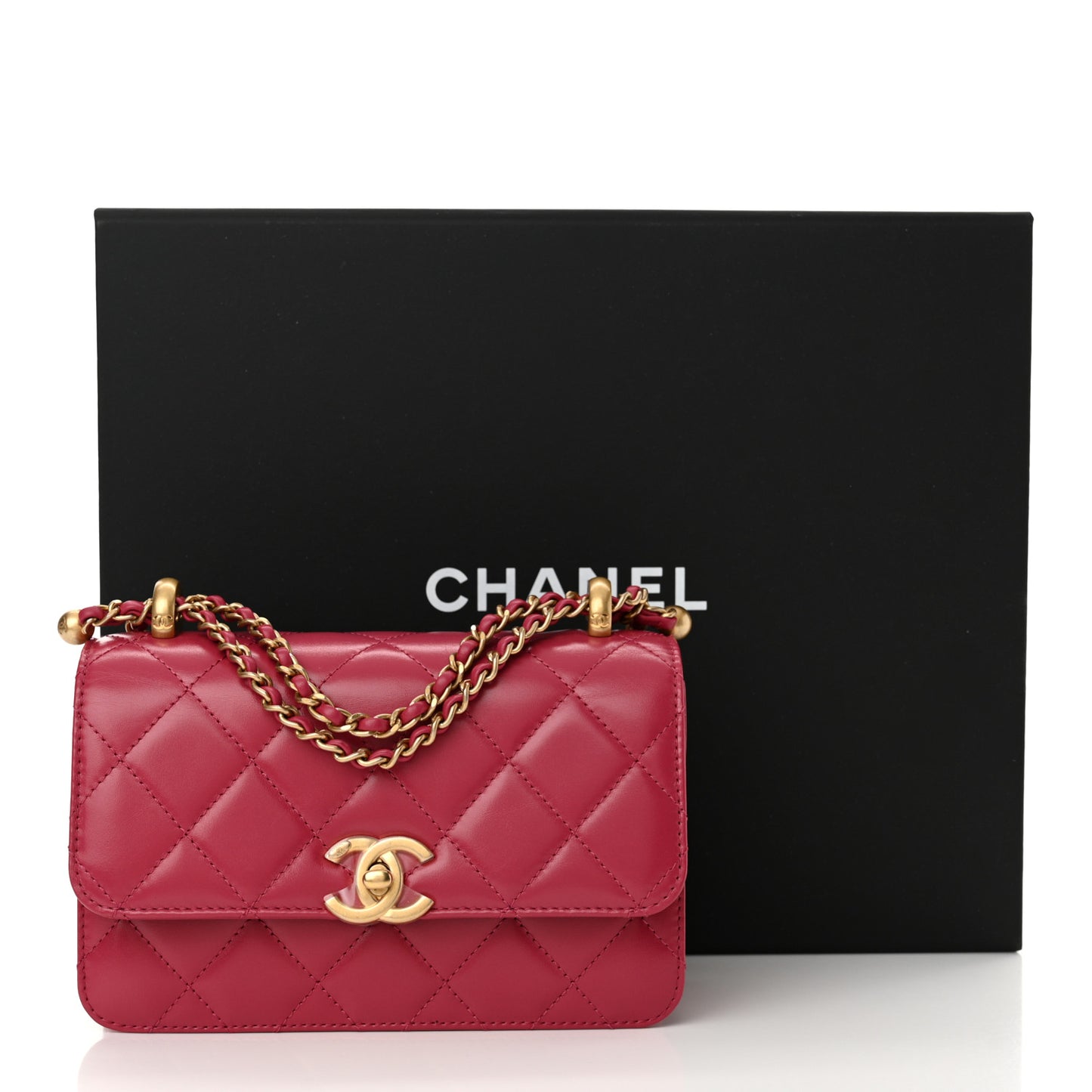 Calfskin Quilted Mini Perfect Fit Flap Dark Pink