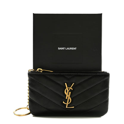 Saint Laurent Calfskin Matelasse Monogram Key Pouch Black 8 of 8